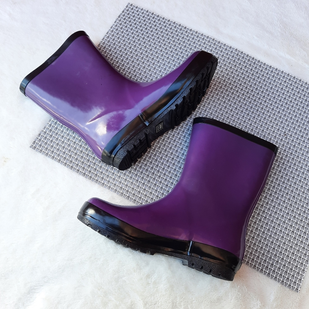 Roma Purple and Black Rain Boots Rubber Galoshes Spring Summer Youth 3 - Picture 12 of 13